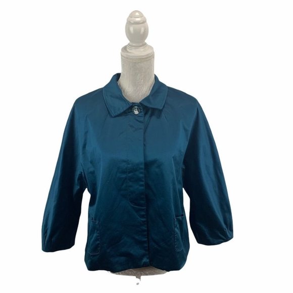 J. Jill Teal Swing Blazer/Jacket Hidden Buttons LP - Picture 1 of 10